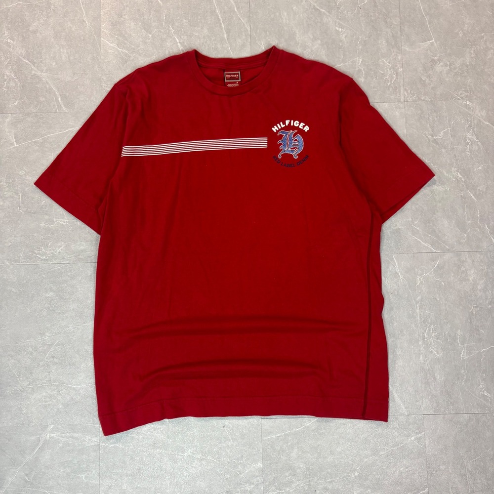 Tommy Hilfiger Red Label Denim Mens T-Shirt Red Graphic Short Sleeve Size M